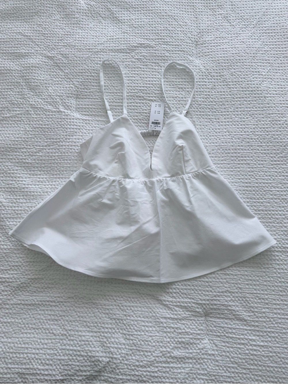 NWT Abercrombie & Fitch White V-Neck Peplum Tank Top